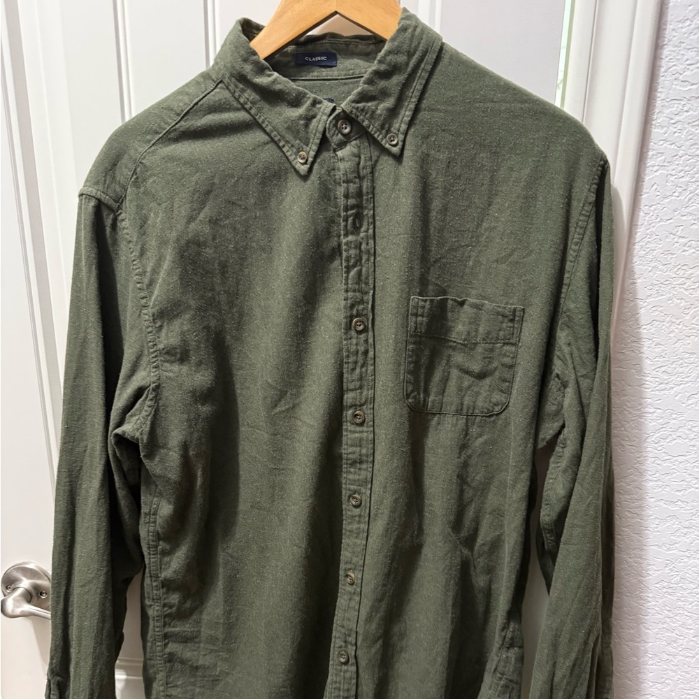 J. Crew Forest Green Brushed Twill Casual Button Down Shirt